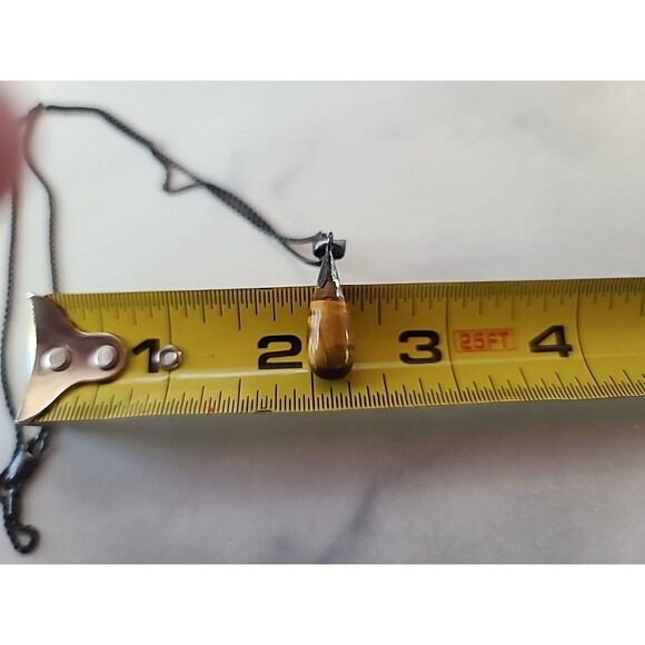 925 Sterling Silver Tiger's Eye Pendant Necklace Vintage Oxidized - Picture 7 of 10